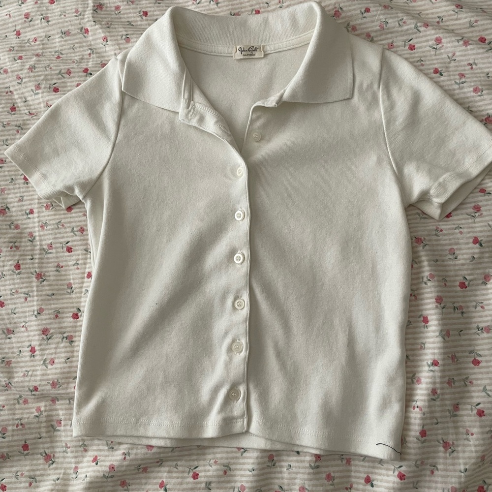 Brandy Melville, white button up, cropped